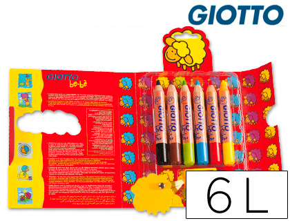 6 lápices de colores Giotto Super Bebé + sacapuntas